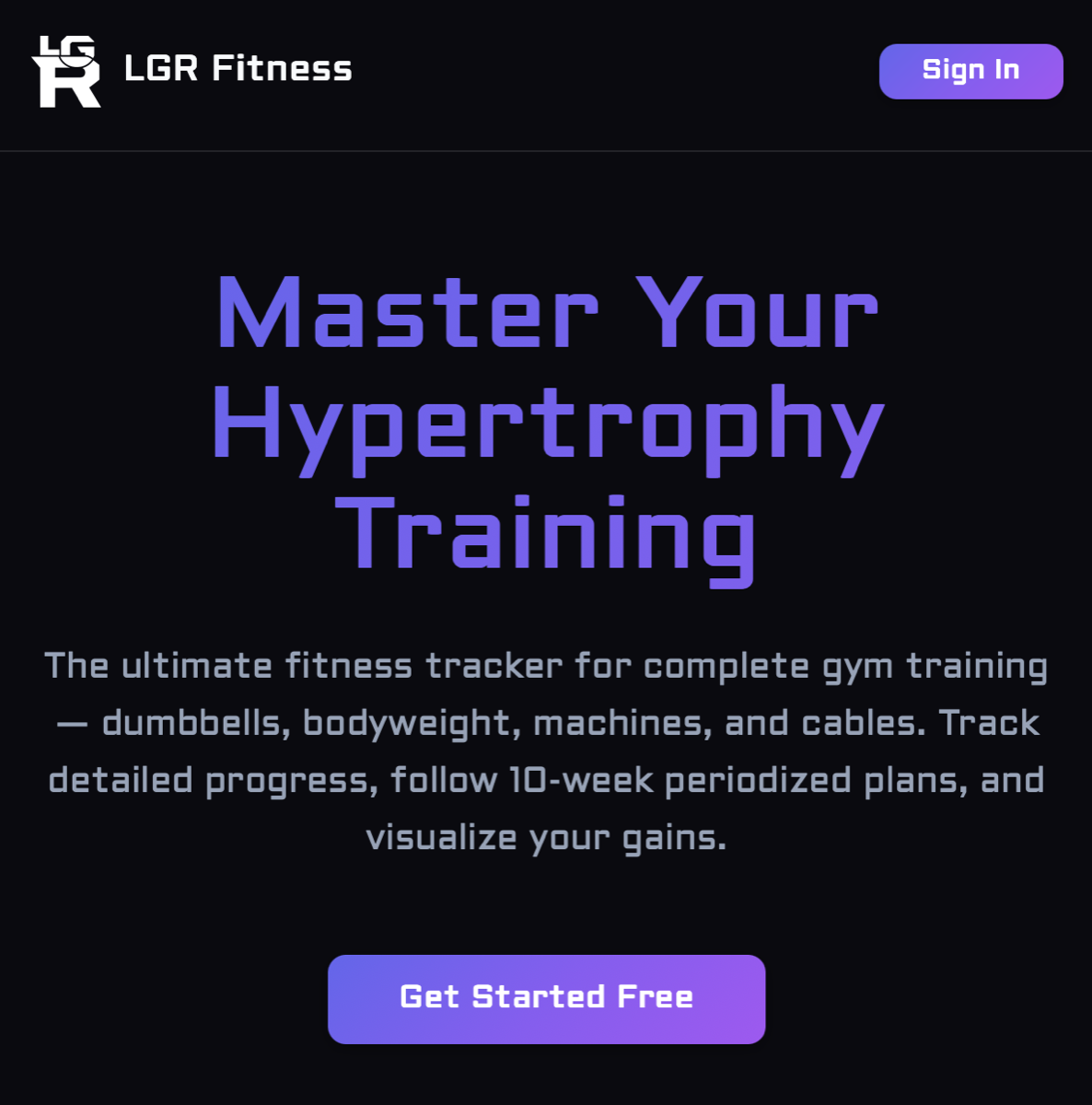 LGR Fitness web application